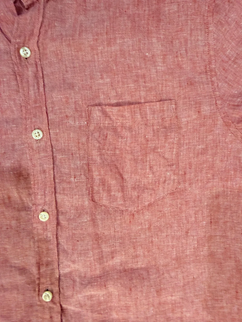 J Crew Men’s Short Sleeve Linen Button Down Shirt Red Size L